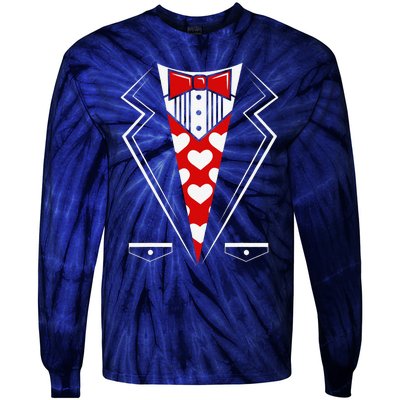 Valentine's Day Tux Funny Tuxedo Costume V1 Tie-Dye Long Sleeve Shirt