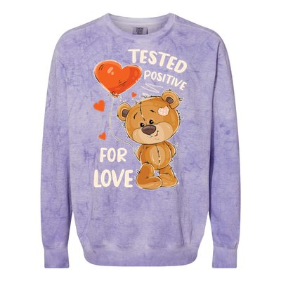 Valentines Day Teddy Bear With Heart Balloon For Her Gift Colorblast Crewneck Sweatshirt