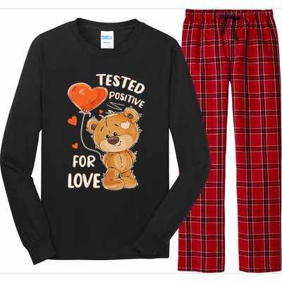 Valentines Day Teddy Bear With Heart Balloon For Her Gift Long Sleeve Pajama Set