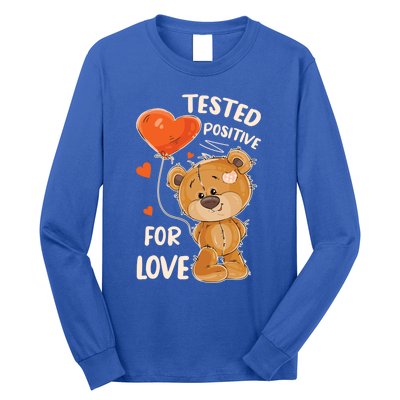 Valentines Day Teddy Bear With Heart Balloon For Her Gift Long Sleeve Shirt