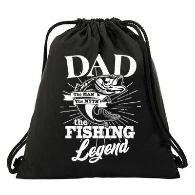 Vintage Dad The Man The Myth The Fishing Legend Drawstring Bag