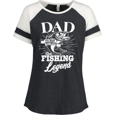 Vintage Dad The Man The Myth The Fishing Legend Enza Ladies Jersey Colorblock Tee