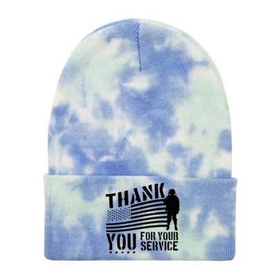 Veterans Day Thank You For Your Service Tie Dye 12in Knit Beanie