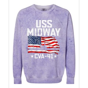 Veterans Day Uss Midway Cva41 Aircraft Carrier Colorblast Crewneck Sweatshirt