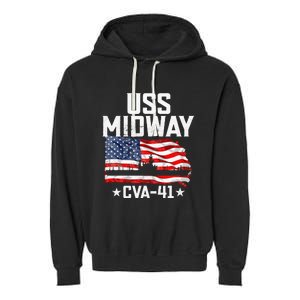 Veterans Day Uss Midway Cva41 Aircraft Carrier Garment-Dyed Fleece Hoodie