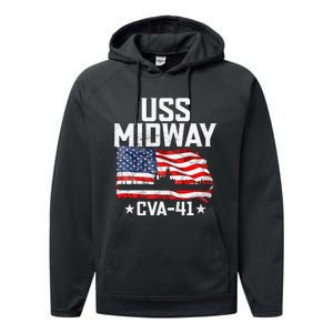 Veterans Day Uss Midway Cva41 Aircraft Carrier Performance Fleece Hoodie