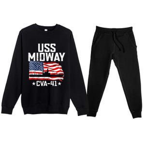 Veterans Day Uss Midway Cva41 Aircraft Carrier Premium Crewneck Sweatsuit Set