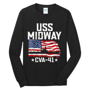 Veterans Day Uss Midway Cva41 Aircraft Carrier Tall Long Sleeve T-Shirt