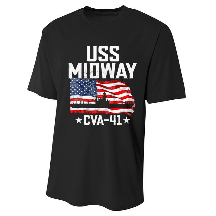 Veterans Day Uss Midway Cva41 Aircraft Carrier Performance Sprint T-Shirt