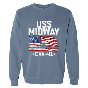 Veterans Day Uss Midway Cva41 Aircraft Carrier Garment-Dyed Sweatshirt