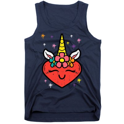 Valentines Day Unicorn Heart Cute Magical Girl Tank Top