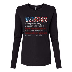 Veteran Definition US Military Gift Womens Cotton Relaxed Long Sleeve T-Shirt