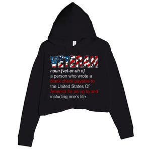 Veteran Definition US Military Gift Crop Fleece Hoodie