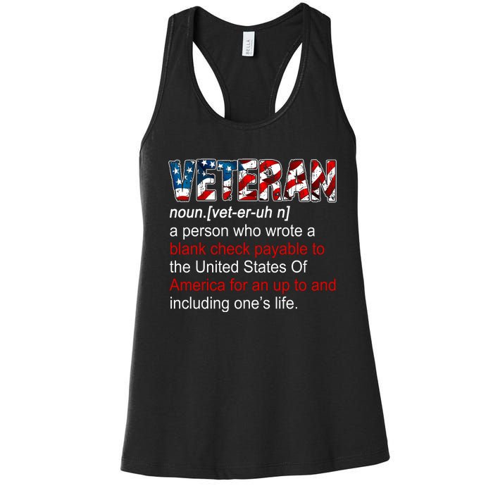 Veteran Definition US Military Gift Women's Racerback Tank