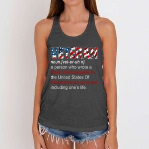 Veteran Definition US Military Gift Women's Knotted Racerback Tank