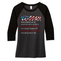 Veteran Definition US Military Gift Women's Tri-Blend 3/4-Sleeve Raglan Shirt