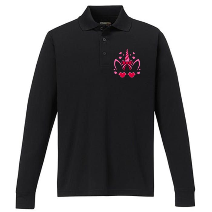 ValentineS Day Unicorn Lover Couple Love Performance Long Sleeve Polo