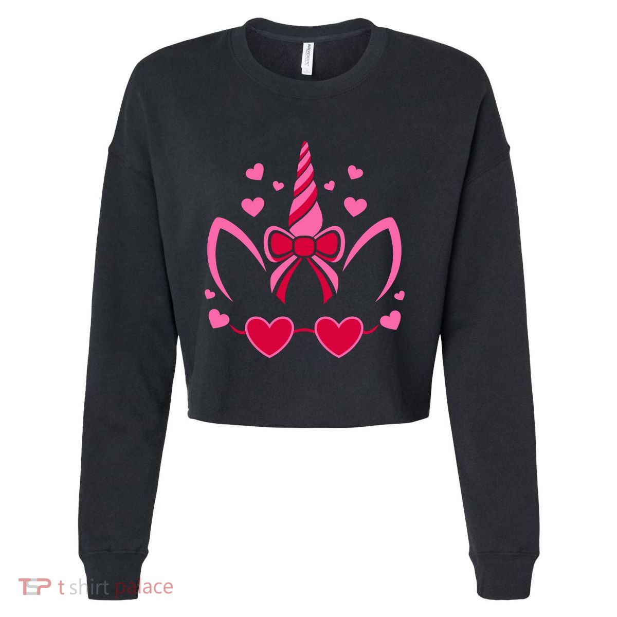 ValentineS Day Unicorn Lover Couple Love Cropped Pullover Crew