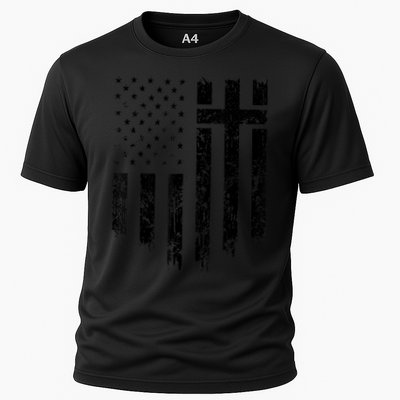 Vintage Distressed USA Flag Cross Christian Faith Gift Performance Shirt