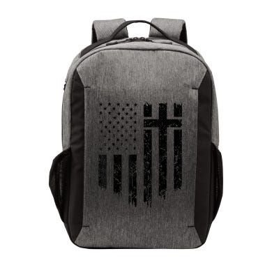 Vintage Distressed USA Flag Cross Christian Faith Gift Vector Backpack