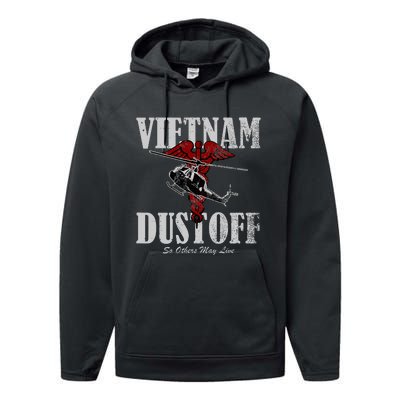 Vietnam Dustoff Uh1 Huey Performance Fleece Hoodie