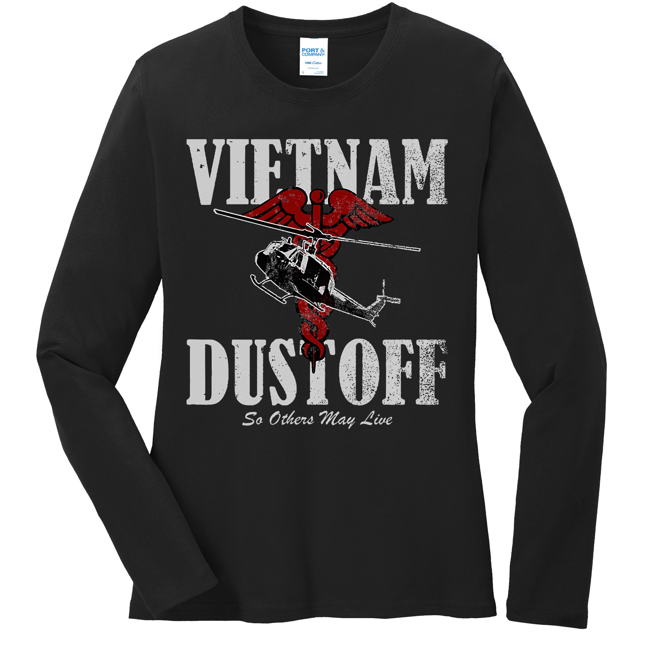 Vietnam Dustoff Uh1 Huey Ladies Long Sleeve Shirt