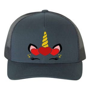 Valentines Day Unicorn Face Hearts Cute Gift Yupoong Adult 5-Panel Trucker Hat