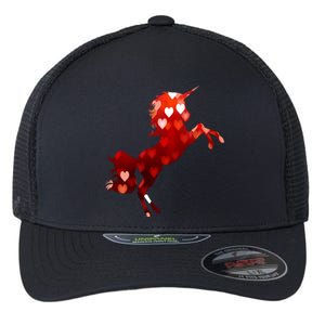 Valentines Day Unicorn Hearts Meaningful Gift Flexfit Unipanel Trucker Cap