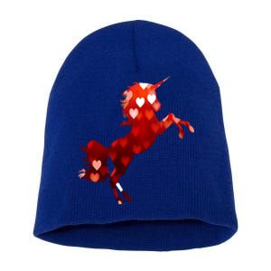 Valentines Day Unicorn Hearts Meaningful Gift Short Acrylic Beanie