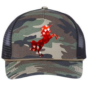 Valentines Day Unicorn Hearts Meaningful Gift Retro Rope Trucker Hat Cap