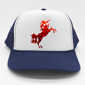 Valentines Day Unicorn Hearts Meaningful Gift Trucker Hat