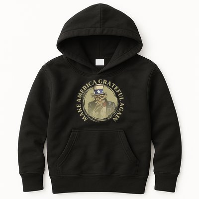 Vintage Design Uncle Sam Retro Make America Grateful Again Kids Hoodie