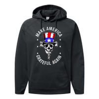 Vintage Design Uncle Sam Retro Make America Grateful Again Performance Fleece Hoodie