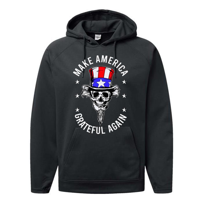 Vintage Design Uncle Sam Retro Make America Grateful Again Performance Fleece Hoodie