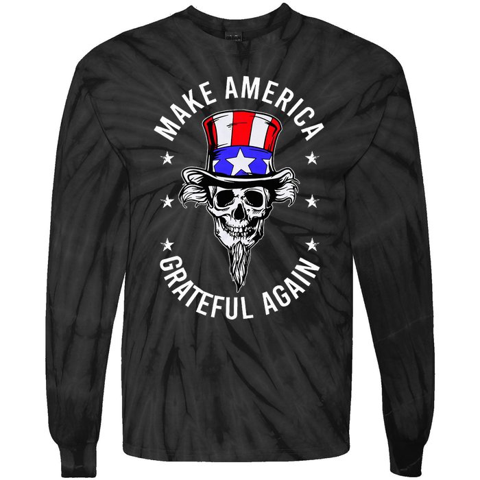 Vintage Design Uncle Sam Retro Make America Grateful Again Tie-Dye Long Sleeve Shirt