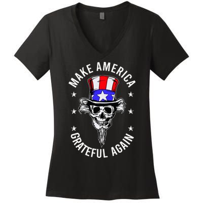 Vintage Design Uncle Sam Retro Make America Grateful Again Women's V-Neck T-Shirt