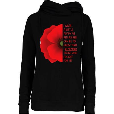 Veterans Day USA Memorial Lest We Forget Red Poppy Flower Womens Funnel Neck Pullover Hood