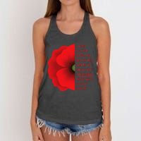 Veterans Day USA Memorial Lest We Forget Red Poppy Flower Women's Knotted Racerback Tank