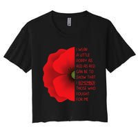 Veterans Day USA Memorial Lest We Forget Red Poppy Flower Women's Crop Top Tee