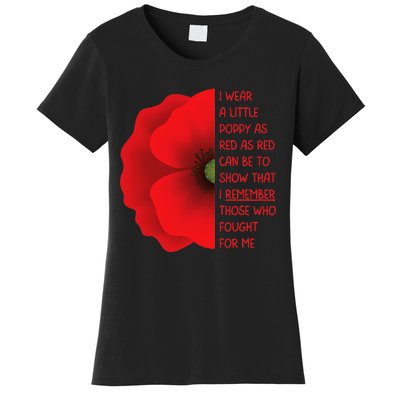 Veterans Day USA Memorial Lest We Forget Red Poppy Flower Women's T-Shirt