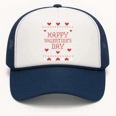 Valentine's Day Ugly Sweater Cute Gift Trucker Hat