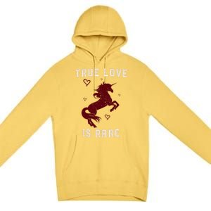 Valentine's Day Unicorn True Love Is Rare Gift Premium Pullover Hoodie