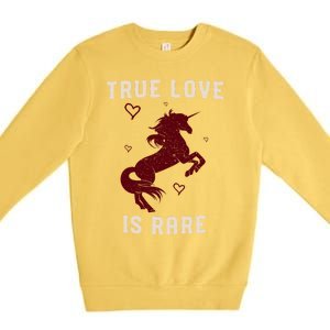 Valentine's Day Unicorn True Love Is Rare Gift Premium Crewneck Sweatshirt