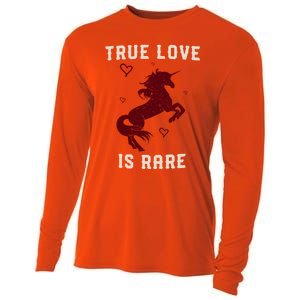 Valentine's Day Unicorn True Love Is Rare Gift Cooling Performance Long Sleeve Crew