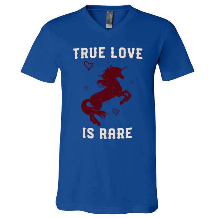 Valentine's Day Unicorn True Love Is Rare Gift V-Neck T-Shirt