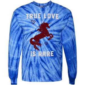 Valentine's Day Unicorn True Love Is Rare Gift Tie-Dye Long Sleeve Shirt