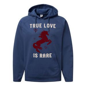 Valentine's Day Unicorn True Love Is Rare Gift Performance Fleece Hoodie