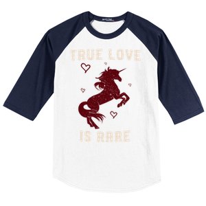 Valentine's Day Unicorn True Love Is Rare Gift Baseball Sleeve Shirt