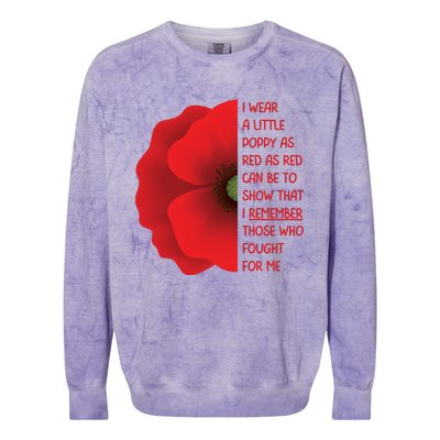 Veterans Day USA Memorial Lest We Forget Red Poppy Flower Colorblast Crewneck Sweatshirt