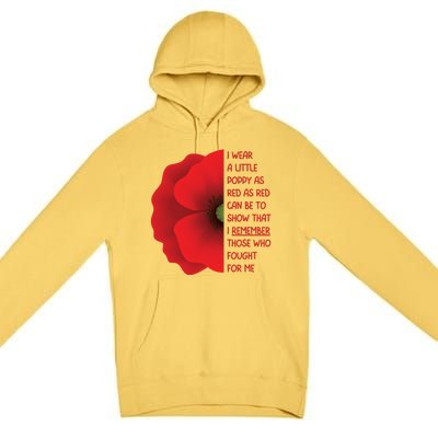 Veterans Day USA Memorial Lest We Forget Red Poppy Flower Premium Pullover Hoodie